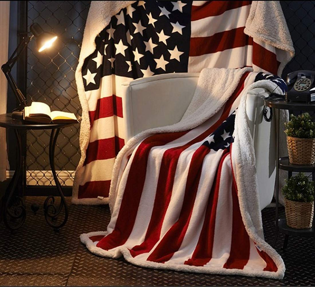 Skanto | Flanell-Sherpa Teppe med Amerikansk Flagg