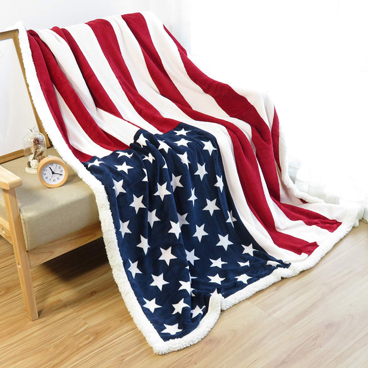 Skanto | Flanell-Sherpa Teppe med Amerikansk Flagg