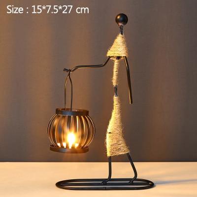 Håndlagde metalllysestaker med figurdesign, unike dekorasjoner for stue
