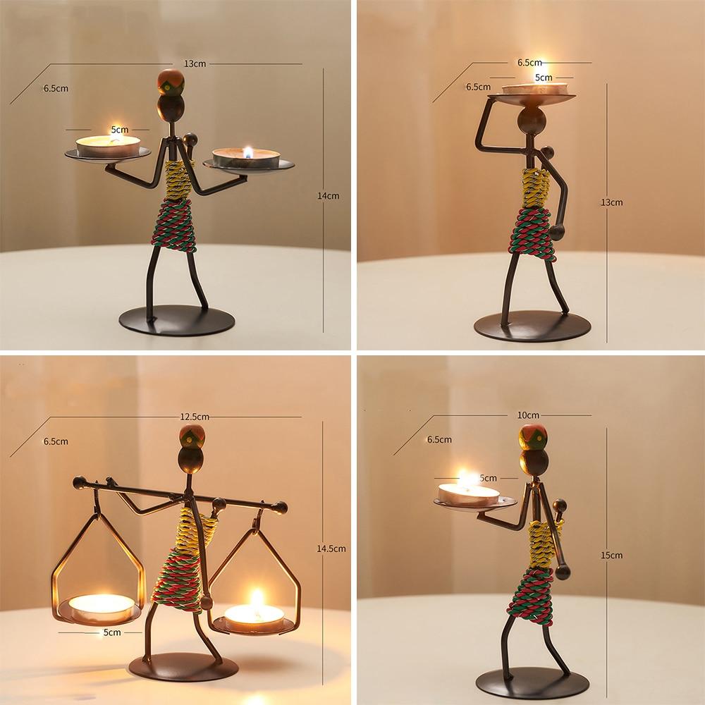 Håndlagde metalllysestaker med figurdesign, unike dekorasjoner for stue