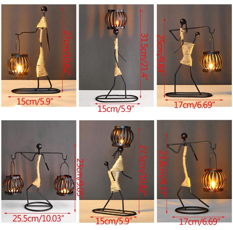 Håndlagde metalllysestaker med figurdesign, unike dekorasjoner for stue