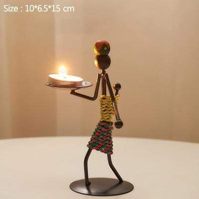 Håndlagde metalllysestaker med figurdesign, unike dekorasjoner for stue