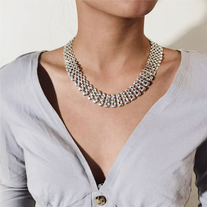 Skanto | Bred Strøm Flat Kjede Choker Halskjede