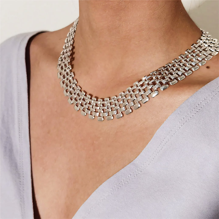 Skanto | Bred Strøm Flat Kjede Choker Halskjede