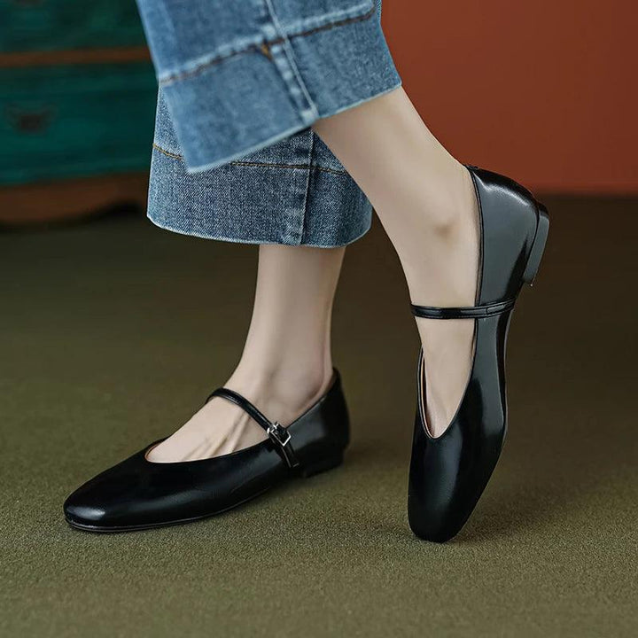 Skanto | Fritidssko: Distinkte komfortable ballerinaer - Lær retro stil - TSS158
