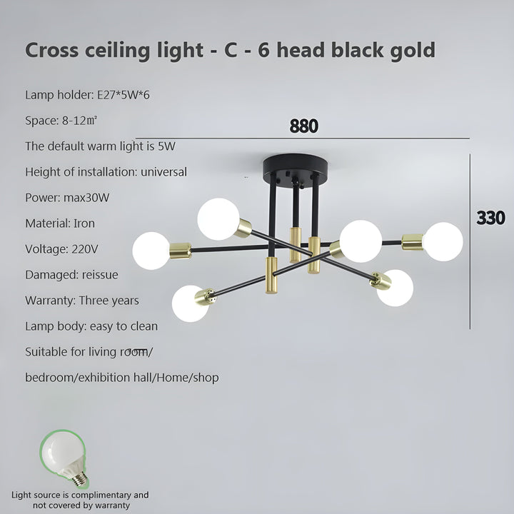 Kreativ LED Henge Lampe – Vintage Antikk Gull Kandelaber for Stue & Spisestue | Skanto