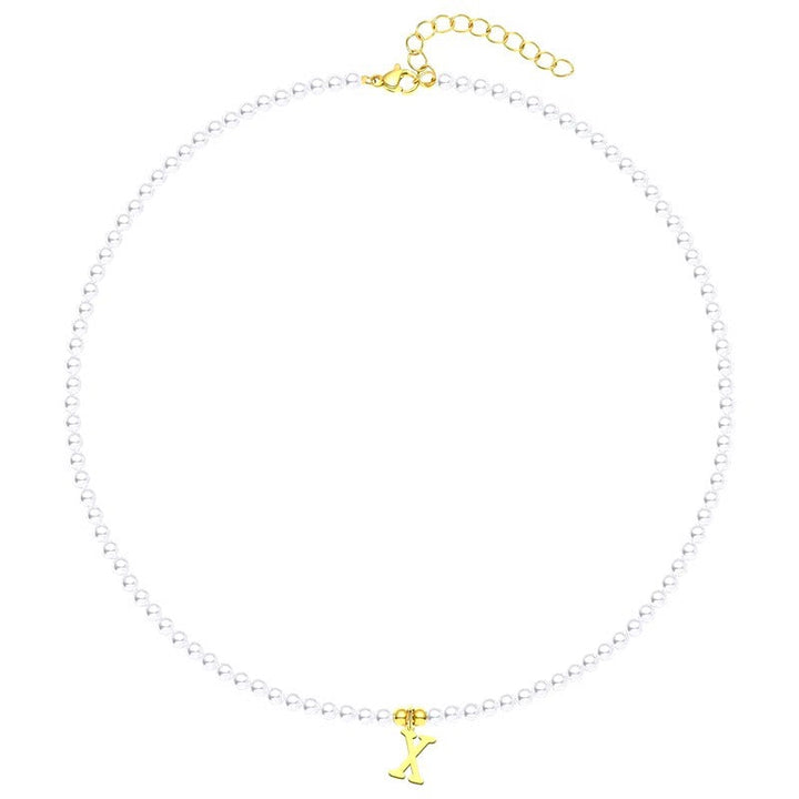 Skanto | Elegant gullbelagt perle bokstav initial halskjede