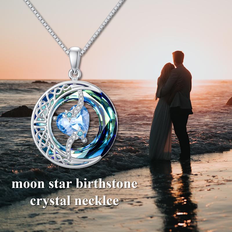 Skanto | Lunara | 18K Gullbelagt Fødselssteins Halskjede Moonstar Design