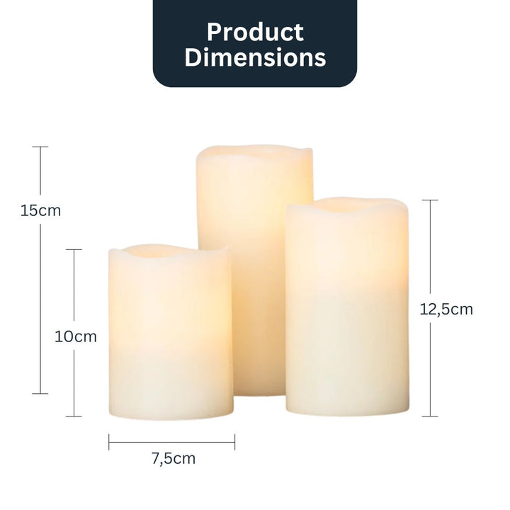 Skanto | Sett med 3 høye flameless voks LED lys